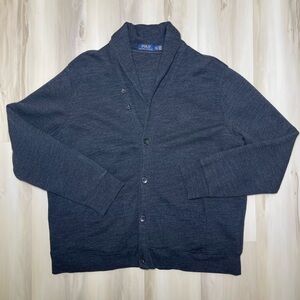 Polo Ralph Lauren Sweater Shawl Collar Cardigan Pockets Heather Grey Mens 2XL